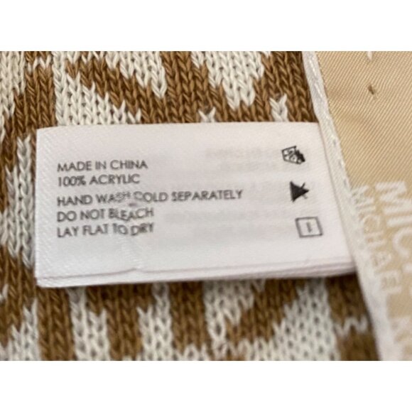 Michael Kors Brown & White Logo Knit Scarf Acrylic - Picture 4 of 6